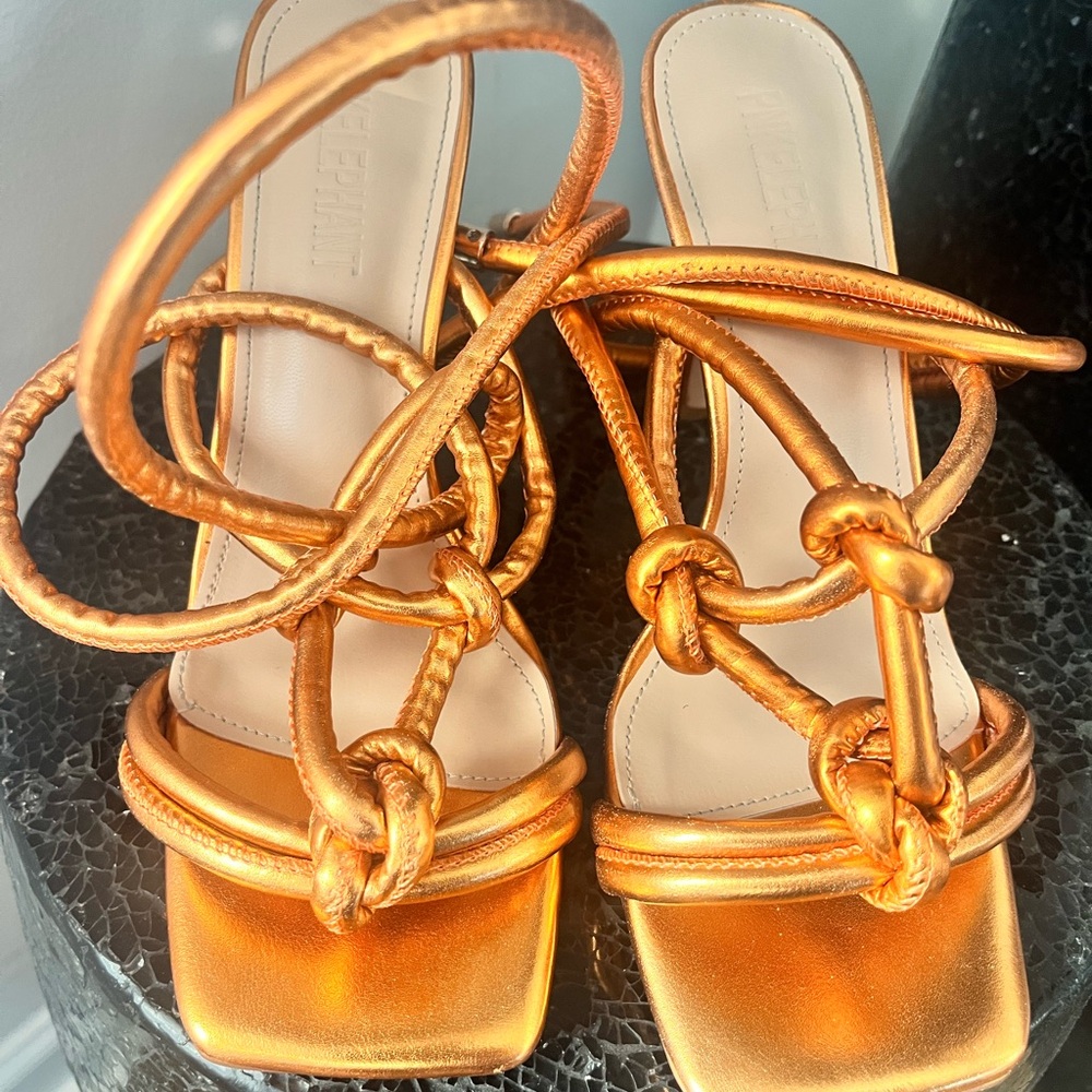 Vibrant Orange Knotted Strappy Heels